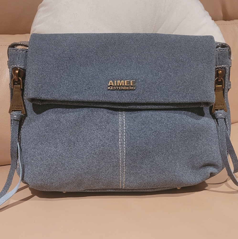 Aimee Kestenberg 'Denim Look' GENUINE LEATHER Crossbody Bag